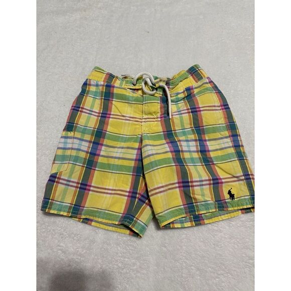 Boys Size 5 Polo Ralph Lauren Plaid Swim‎ Trunks Flawed Lined - Picture 1 of 8